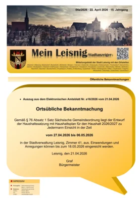 Mein Leisnig - Stadtanzeiger Sonderausgabe 04a/2026 (Bild vergr&ouml;&szlig;ern)