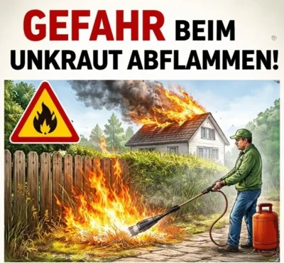 Gefahr des Abflammens von Unkraut