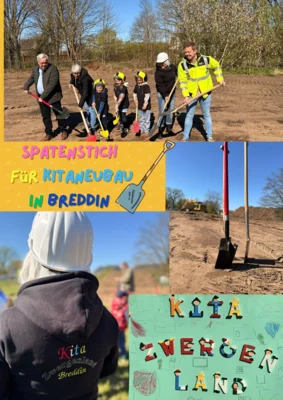 Collage mit Fotos vom Spatenstich des Kitaneubaus in Breddin (Bild vergr&ouml;&szlig;ern)