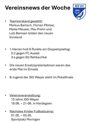 Vereinsnews der Woche