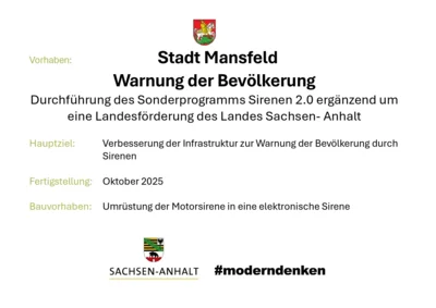 Durchführung des Sonderprogramms Sirenen 2.0 ergänzend um  eine Landesförderung des Landes Sachsen- Anhalt (Bild vergr&ouml;&szlig;ern)