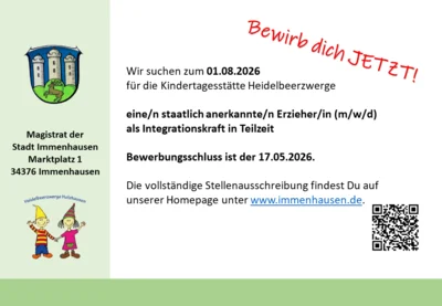 Neue Stellenausschreibung für die Kita Heidelbeerzwerge in Holzhausen (Bild vergr&ouml;&szlig;ern)