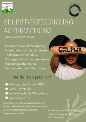 Meldet euch an! - Am 12.06.2026 findet ein Auffrischungskurs zur Selbstverteidigung für Mädchen und Frauen statt. (Bild vergr&ouml;&szlig;ern)