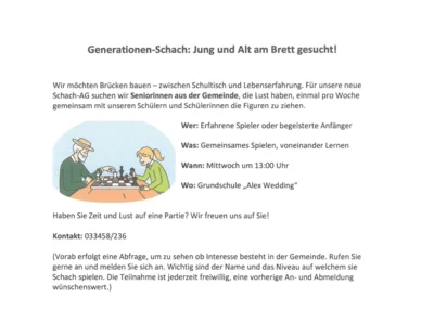 Meldung: Generation-Schach: Jung und Alt am Brett gesucht!