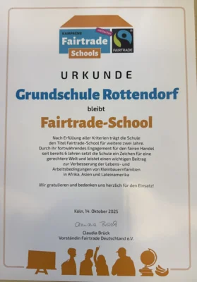 Meldung: Grundschule Rottendorf bleibt Fair-Trade School