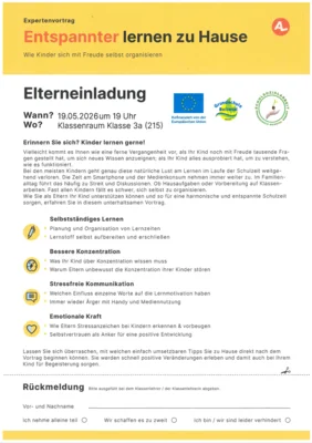 Elterneinladung - "Entspannter lernen zu Hause" (Bild vergr&ouml;&szlig;ern)