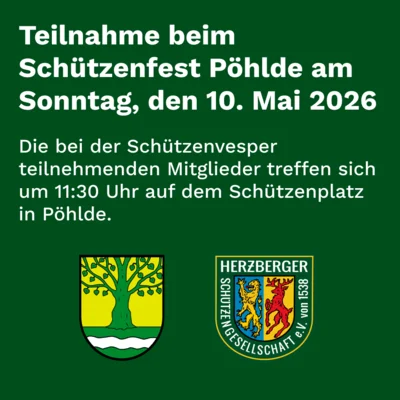 Teilnahme beim Schützenfest in Pöhlde am 10. Mai 2026 (Bild vergr&ouml;&szlig;ern)