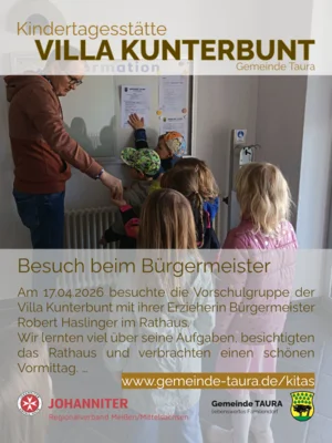 Meldung: Besuch beim Bürgermeister der Vorschulgruppe der Kindertagesstätte "Villa Kunterbunt"
