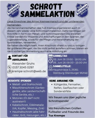 Es geht wieder los! Schrott sammeln für den TuS Krempe!💙🤍