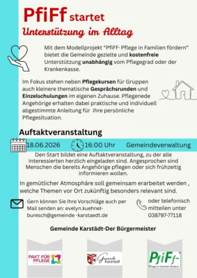 Neue Unterstützungsangebote für pflegende Angehörige: Gemeinde startet mit PfiFf (Bild vergr&ouml;&szlig;ern)