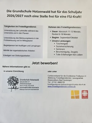 FSJ-Kraft für das Schuljahr 2026/2027 gesucht!