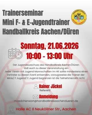 Vorschaubild zur Meldung: Update: Trainerseminar mit Rainer Jäckel für Mini E und F-Jugend