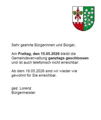 Gemeindeverwaltung am 15.05.2026 geschlossen (Bild vergr&ouml;&szlig;ern)