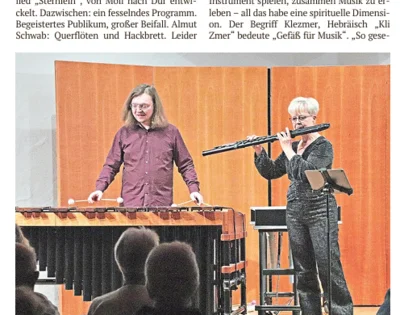 Klezmer-Duo Adafina: Jan Köhler an der Marimba, Almut Schwab an der Baßquerflöte Foto: Helmuth Kern (Bild vergr&ouml;&szlig;ern)