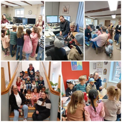 Vorschulkinder bei der Erkundung des Sontraer Rathaus (Bild vergr&ouml;&szlig;ern)