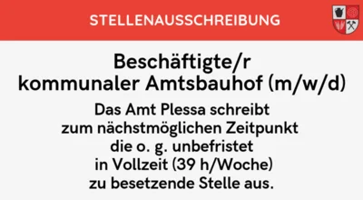 Stellenausschreibung des Amtes Plesssa - Beschäftige/r im kommunalen Bauhof (m/w/d) (Bild vergr&ouml;&szlig;ern)
