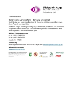 Blickpunkt Auge - Rat und Hilfe bei Sehverlust (Bild vergr&ouml;&szlig;ern)