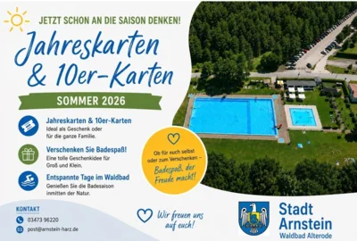 Meldung: Jahreskarten & 10er-Karten für das Waldbad Alterode