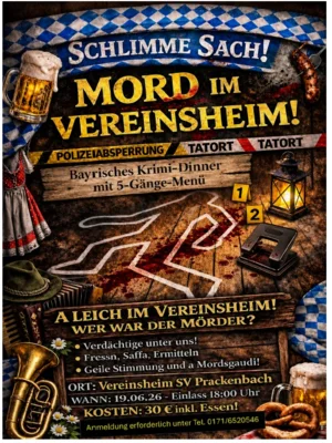 Krimidinner in Prackenbach - Dorfverein Hagengrub organisiert Veranstaltung am 19. Juni