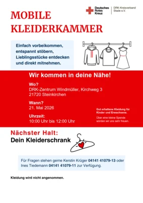 Deutsches Rotes Kreuz - Mobile Kleiderkammer am 21.05.2026 von 10:00 bis 12:00 beim DRK-Zentrum Windmüller in Steinkirchen (Bild vergr&ouml;&szlig;ern)