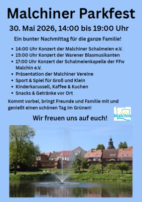 Malchiner Parkfest lädt am 30. Mai zu einem bunten Familiennachmittag ein