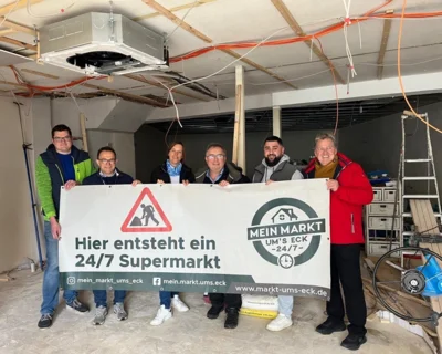 Arbeiten am neuen 24/7 Lebensmittelmarkt „Mein Markt ums Eck“ im Stadtteil Holzhausen gehen voran (Bild vergr&ouml;&szlig;ern)