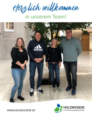 Foto: © Gemeinde Holzwickede, v.l.n.r.: Carina Berg, Personalrat Wolfgang Kücking, Simone Labenda und Matthias Aufermann aus dem Fachbereich Schule, Sport, Kultur