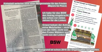 Meldung: Stadtrat Bad Salzungen lehnt erneut Beschluss für Stadt des Friedens ab!