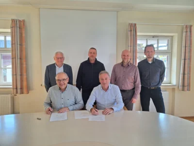 Bild: v.l.n.r., vorne: 1. Bgm. a. D. Josef Wölfle (H), 1. Bgm. Alfred Wölfle a. D. (U), hinten: 2. Bgm. a. D. Matthias Amann (H), GR Markus Gerle (U), 2. Bgm. Thomas Huith (U), ab 01.05.2026 1. Bgm. Markus Wintergerst (U)