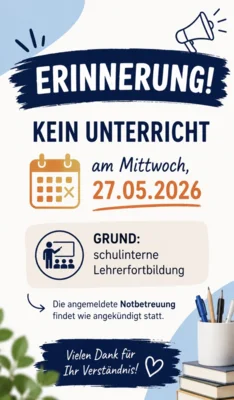 Erinnerung: Kein Unterricht am Mittwoch, 27.05.2026 (Bild vergr&ouml;&szlig;ern)
