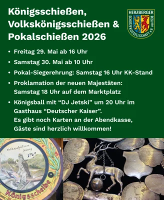 Das Königsschießen und Volkskönigsschießen für alle Herzberger Bürger beginnt! (Bild vergr&ouml;&szlig;ern)