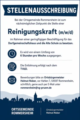 Meldung: Stellenausschreibung Reinigungskraft