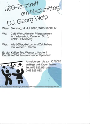 ü60-Tanztreff am Nachmittag - Neues Angebot!