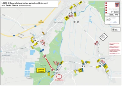 Berkaer Allee aufgrund Baumfällarbeiten durch Hessen Mobil voll gesperrt (Bild vergr&ouml;&szlig;ern)