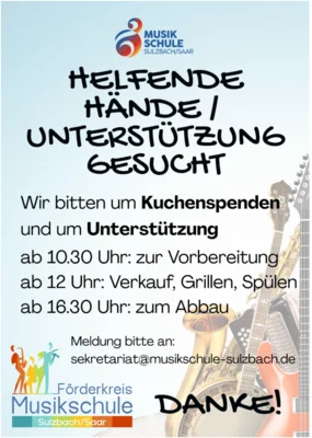 Musikschulfest 14. Juni 2026 -- Helfer gesucht