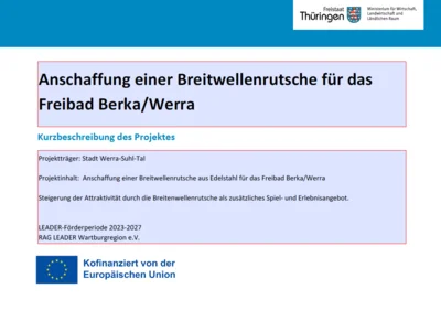 Projektschild Anschaffung Breitwellenrutsche Freibad Berka Werra (Bild vergr&ouml;&szlig;ern)