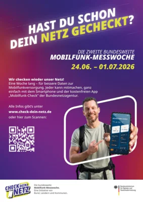 Meldung: Zweite bundesweite Mobilfunk-Messwoche vom 24.06.-01.07.2026