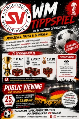 ⚽🏆  WM-Tippspiel des SV Concordia 08 Harzgerode + Public Viewing 🏆⚽