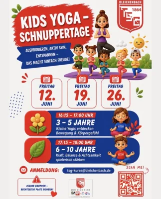 Kids Yoga – Schnuppertage beim TSG Bleichenbach! (Bild vergr&ouml;&szlig;ern)