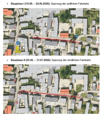 Verkehrsrechtliche Anordnung: Tiefbauarbeiten in der Augsburger Straße wegen Erneuerung der Wasserleitung und Verlegung einer Nahwärmeleitung (Bild vergr&ouml;&szlig;ern)