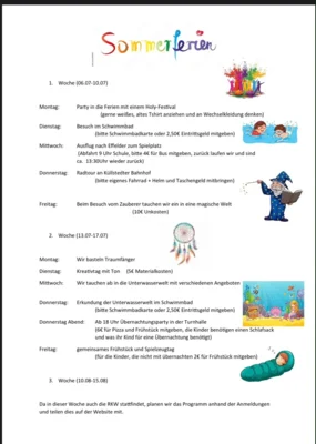 Meldung: Programm in den Sommerferien