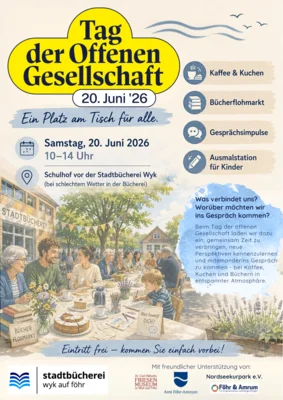 Tag der offenen Gesellschaft in der Stadtbücherei Wyk - Ein Platz am Tisch für alle