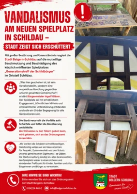 Vandalismus am neuen Spielplatz in Schildau – Stadt zeigt sich erschüttert