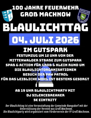 Blaulichttag im Groß Machnower Gutspark (Bild vergr&ouml;&szlig;ern)