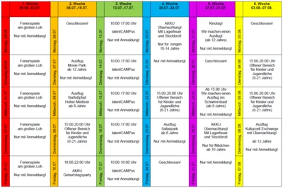 Programm in den Sommerferien des Jugendzentrums AKKU (Bild vergr&ouml;&szlig;ern)