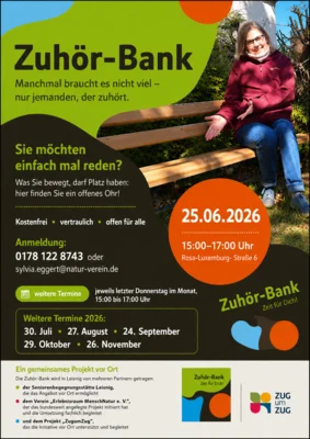 Zuhör-Bank "Manchmal braucht es nicht viel - nur jemanden, der zuhört." (Bild vergr&ouml;&szlig;ern)