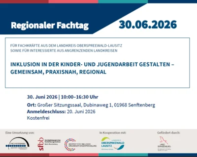 Jetzt anmelden: regionaler Fachtag "Inklusion in der Kinder- Jugendarbeit" am 30. Juni 2026 in Senftenberg (Bild vergr&ouml;&szlig;ern)