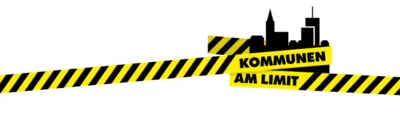 Bild mit einem gelb-schwarzen Absperrband, auf welchem der Slogan "Kommunen am Limit" steht (Bild vergr&ouml;&szlig;ern)