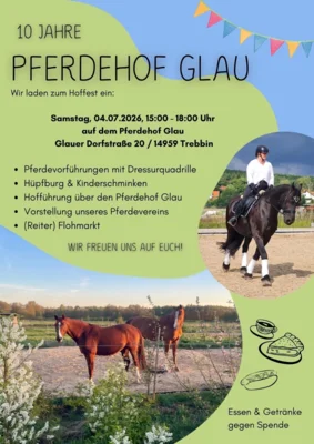Meldung: Hoffest Pferdehof Glau 4.7.26: Kennenlernen des Vereins