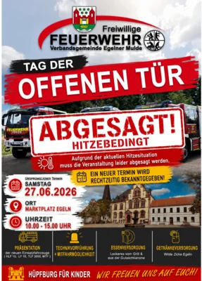 Absage Tag der offenen Tür der Freiwilligen Feuerwehr Egelner Mulde am 27.06.2026 (Bild vergr&ouml;&szlig;ern)